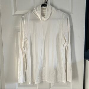 J. Jill Pure Jill Relaxed White Pima Cotton Stretch Turtleneck Sz S